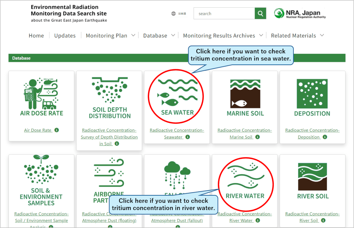 Environmental Radiation Monitoring Data Search site about the Great East Japan Earthquake (1)