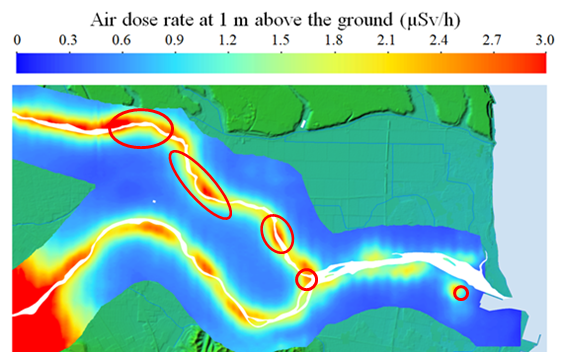 Air dose rates measured by a remote-controlled helicopter in 2013